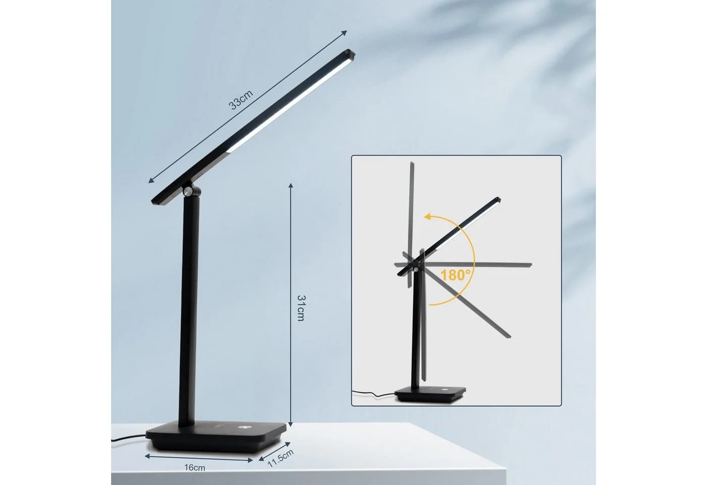 LQWELL LED Schreibtischlampe Schwarz mit Touchdimmer und Clip - Bild 3