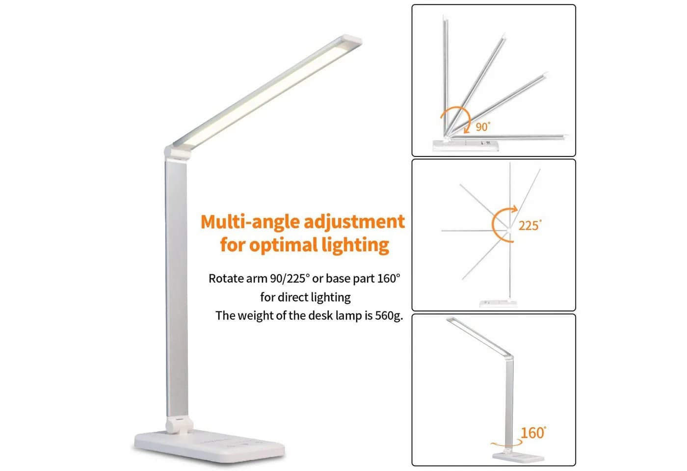 LQWELL LED Schreibtischlampe Weiß Dimmbar Touch-Steuerung - Bild 3