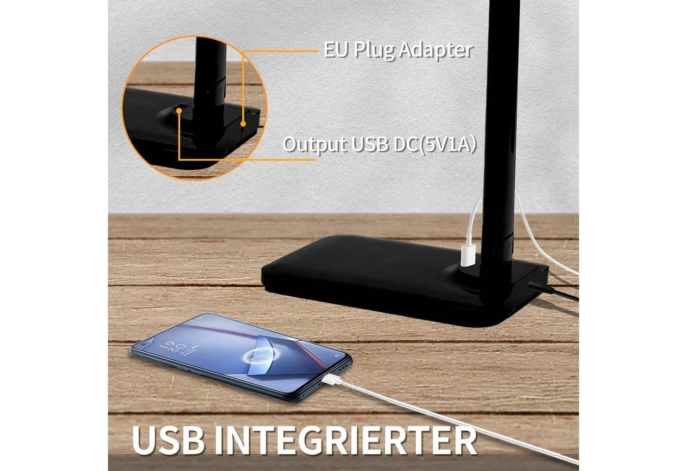LQWELL LED Schreibtischlampe Schwarz Touch-Steuerung 3 Farbmodi - Bild 5