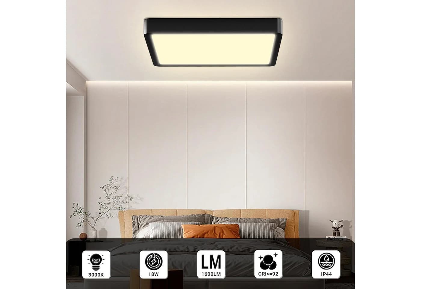 LQWELL LED Deckenleuchte Schwarz 2 Stück Flach Modern - Bild 1