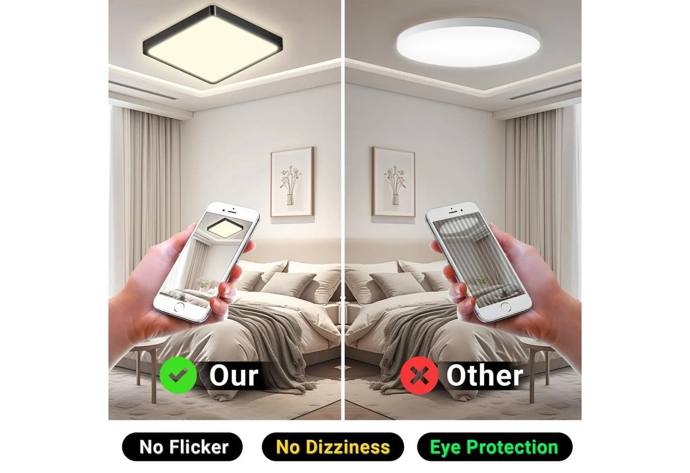 LQWELL LED Deckenleuchte Schwarz 2 Stück Flach Modern - Bild 3