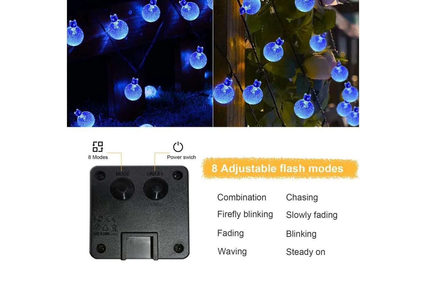 LQWELL LED Solarleuchte LED Kugel-Lichterkette Außen Solar Gartenleuchte - Bild 4