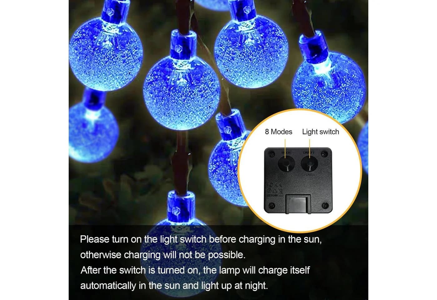 LQWELL LED Solarleuchte LED Kugel-Lichterkette Außen Solar Gartenleuchte - Bild 5