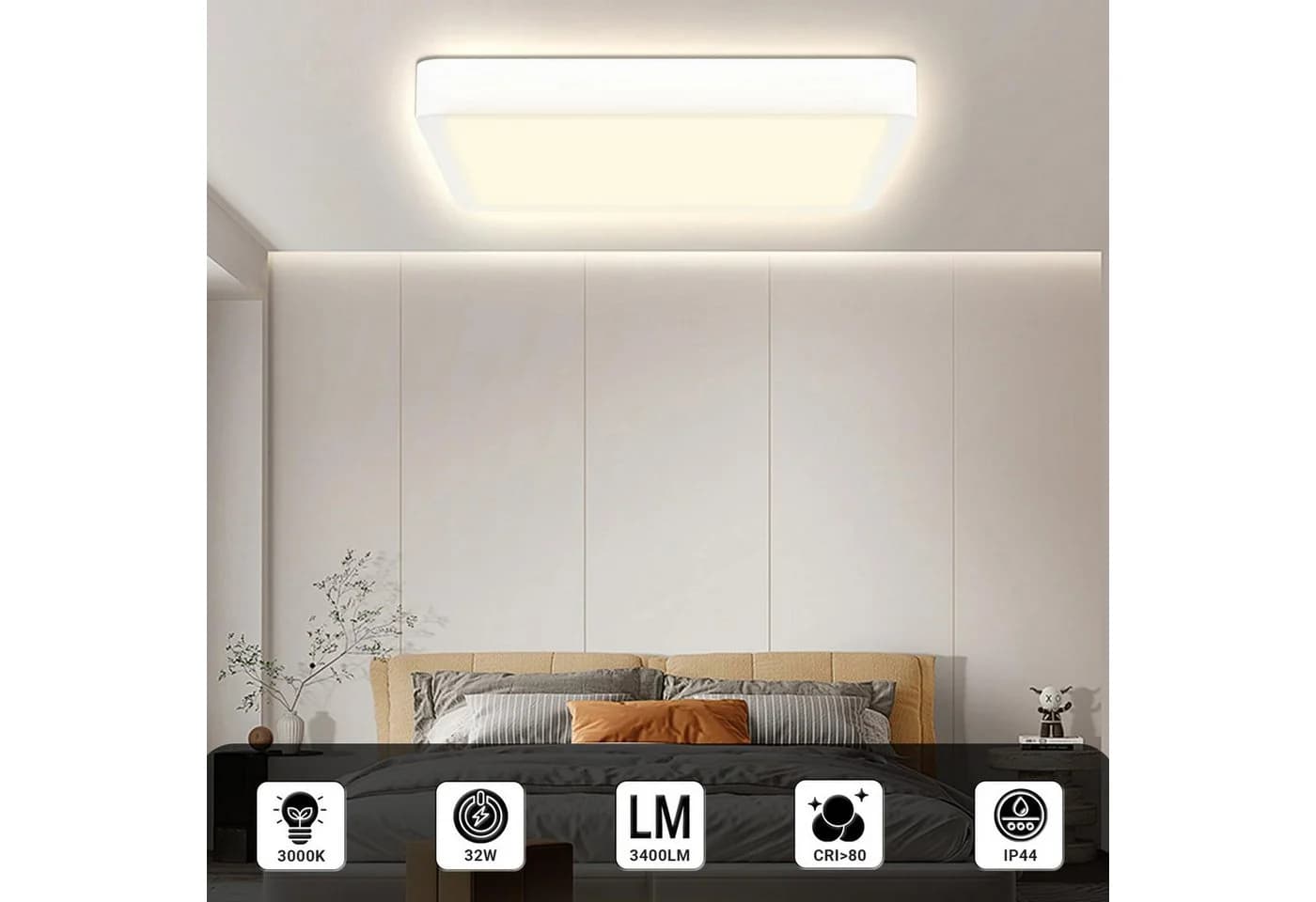 LQWELL LED Deckenleuchte Ultra-flach 32W 40cm Weiß