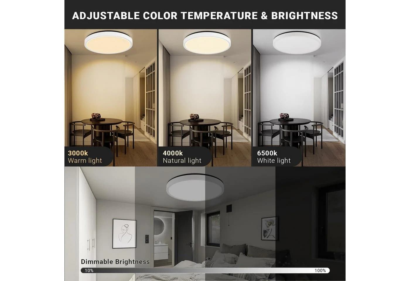 LQWELL LED Deckenleuchte Dimmbar RGB Weiß mit Fernbedienung - Bild 3