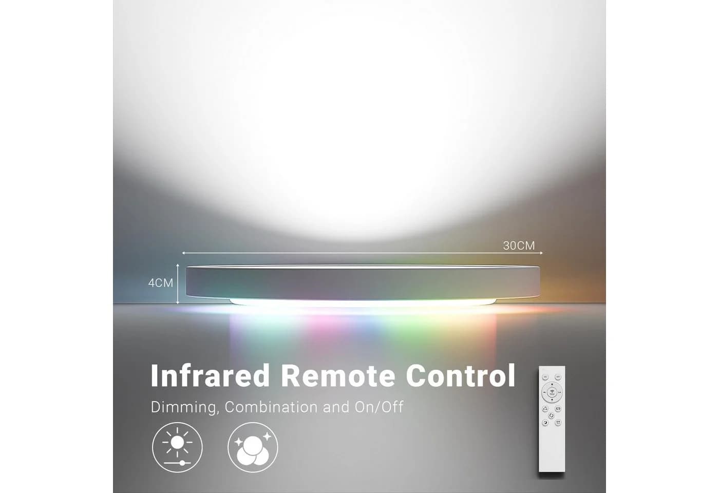 LQWELL LED Deckenleuchte Dimmbar RGB Weiß mit Fernbedienung - Bild 4