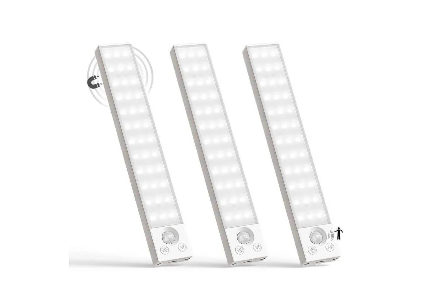 LQWELL LED Unterbauleuchte mit Bewegungsmelder, Dimmbar, Akku, USB-C Wiederaufladbar Schranklicht, 22,5 cm, 1500 mAh, Weiß - Bild 2