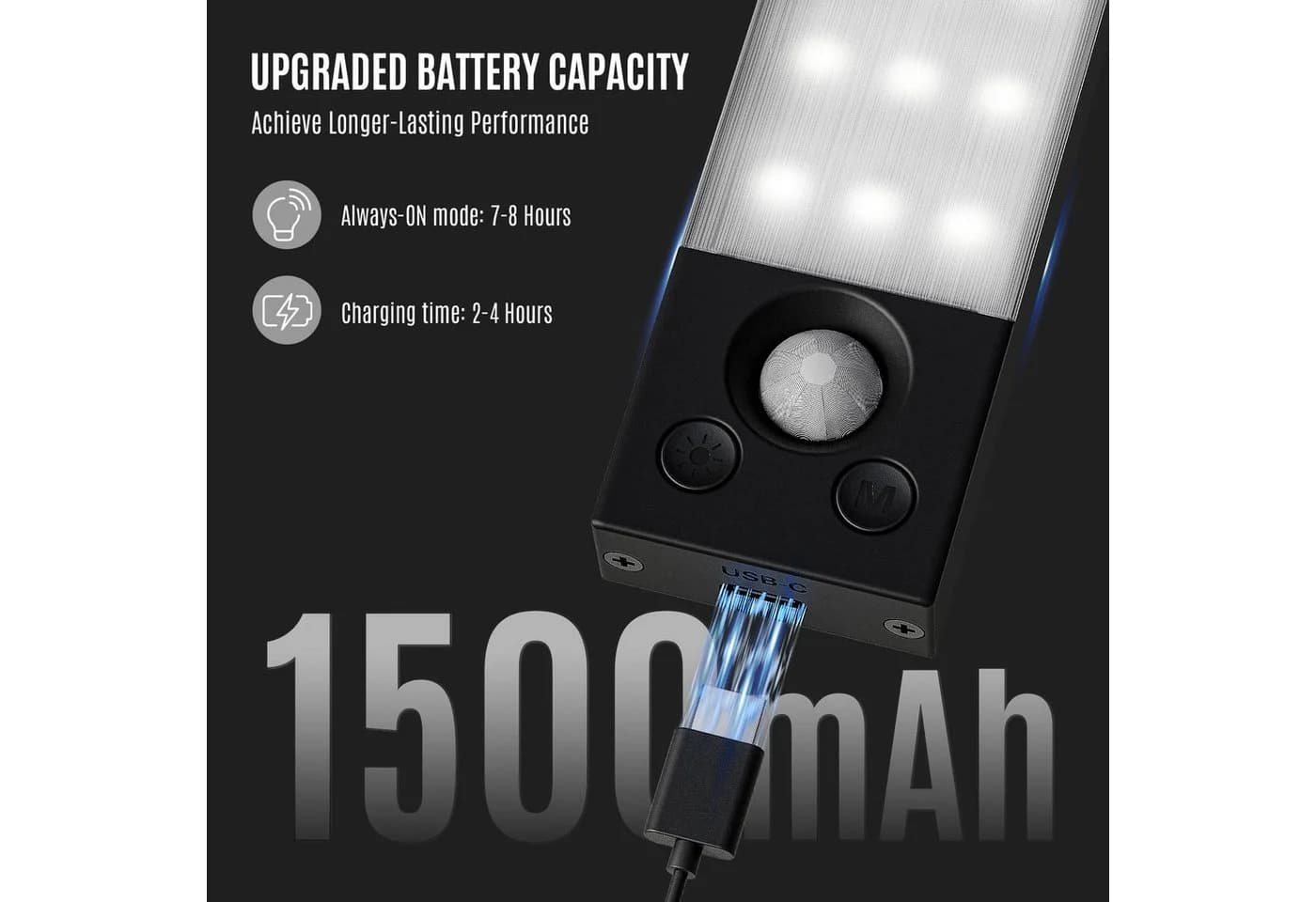 LQWELL LED Unterbauleuchte mit Bewegungsmelder, Dimmbar, Akku, USB-C Wiederaufladbar - Bild 4