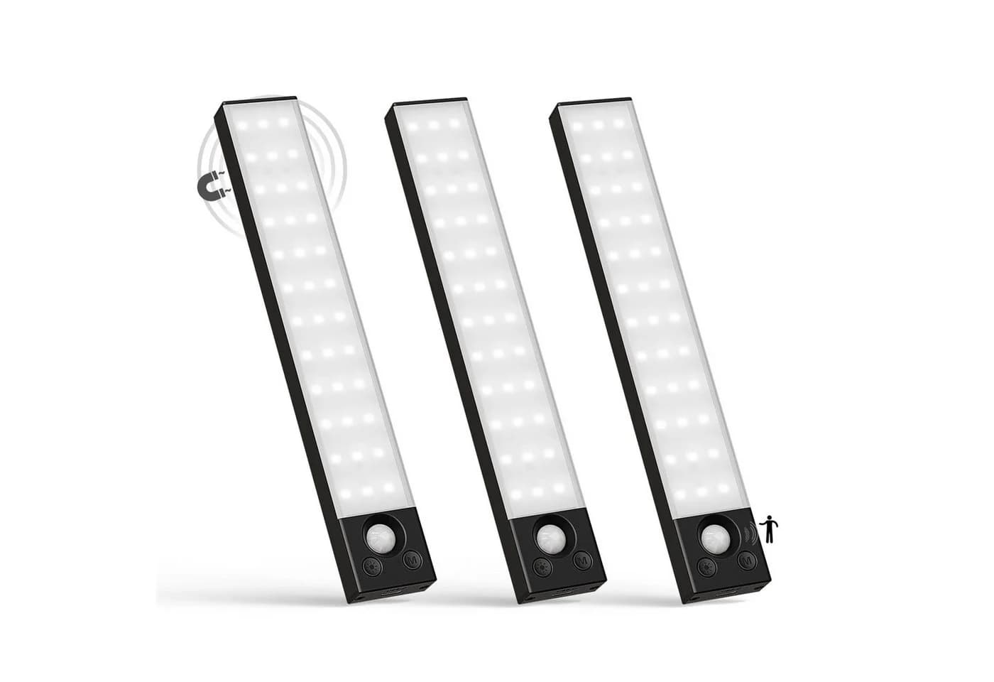 LQWELL LED Unterbauleuchte mit Bewegungsmelder, Dimmbar, Akku, USB-C Wiederaufladbar Schranklicht, LED fest integriert, Treppenlicht Nachttischlampe 22,5 cm, 1500 mAh - Bild 2
