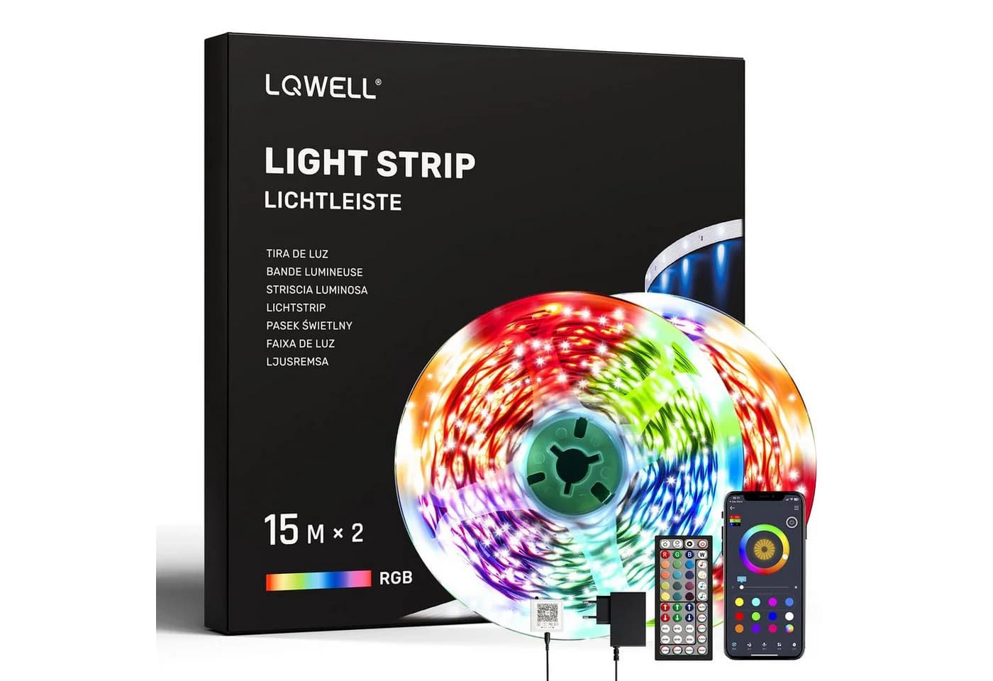LQWELL LED-Streifen 30m RGB mit App & Musiksteuerung - Bild 2