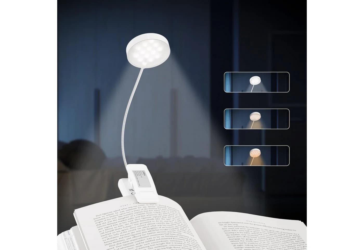 LQWELL LED Leselampe Weiß USB Wiederaufladbar 360° Flexibel - Bild 2