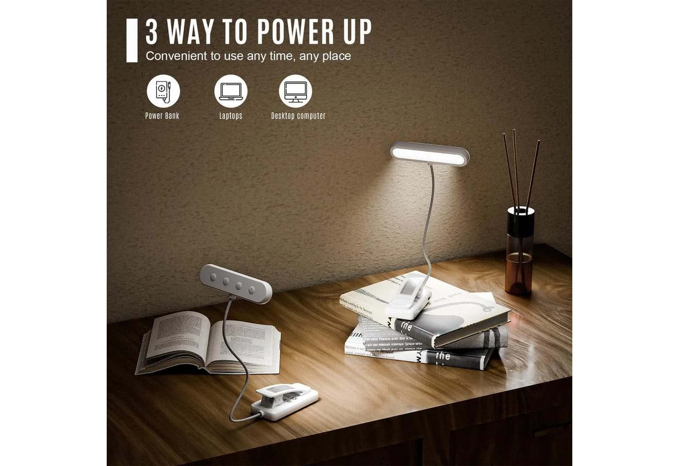 LQWELL LED Leselampe Buchklemme USB Wiederaufladbar 3 Farbtemperaturen 10 Helligkeitsstufen - Bild 5