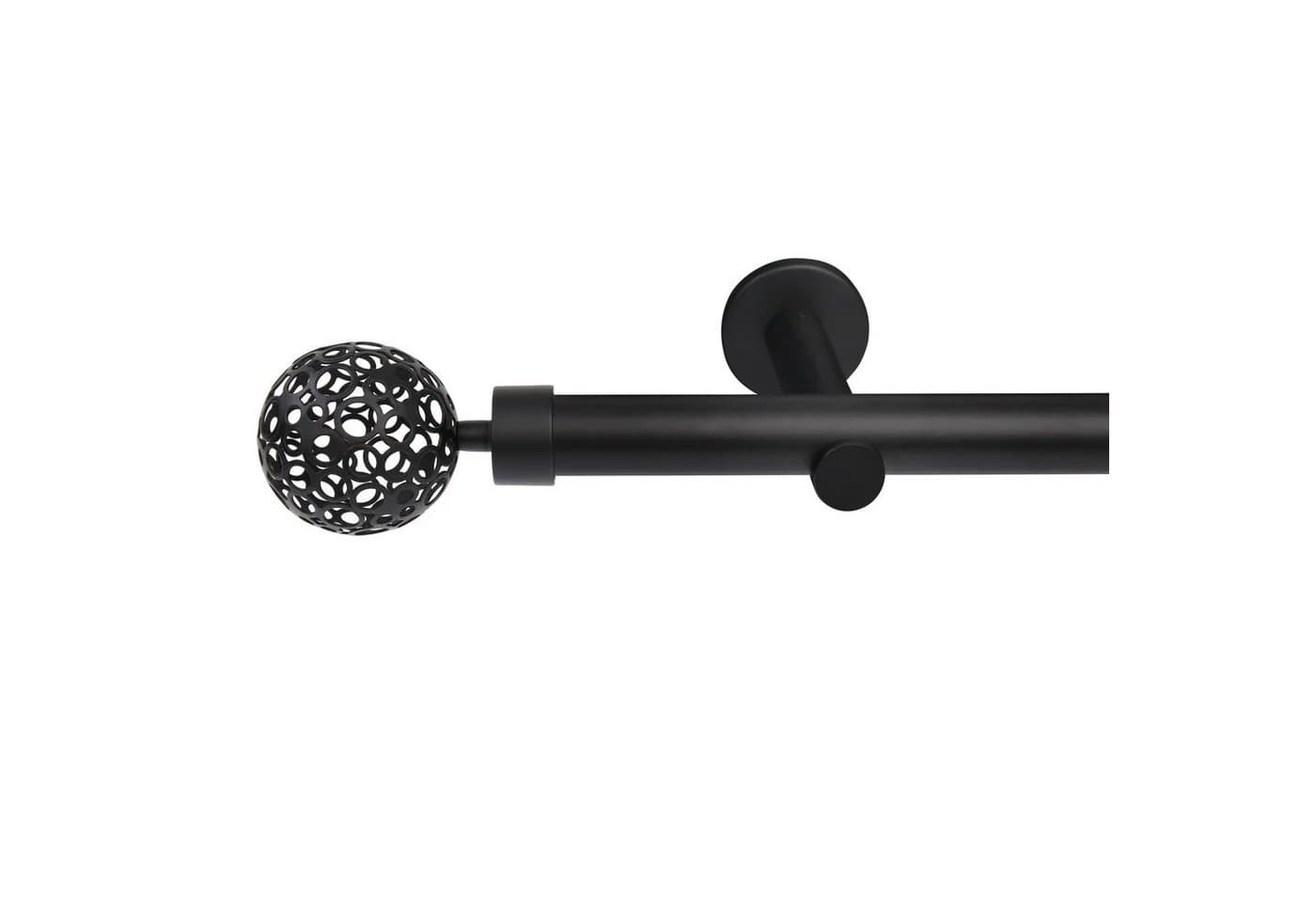 Deco-Raum Gardinenstange Kugel Schwarz-matt Metall 25mm - Bild 4