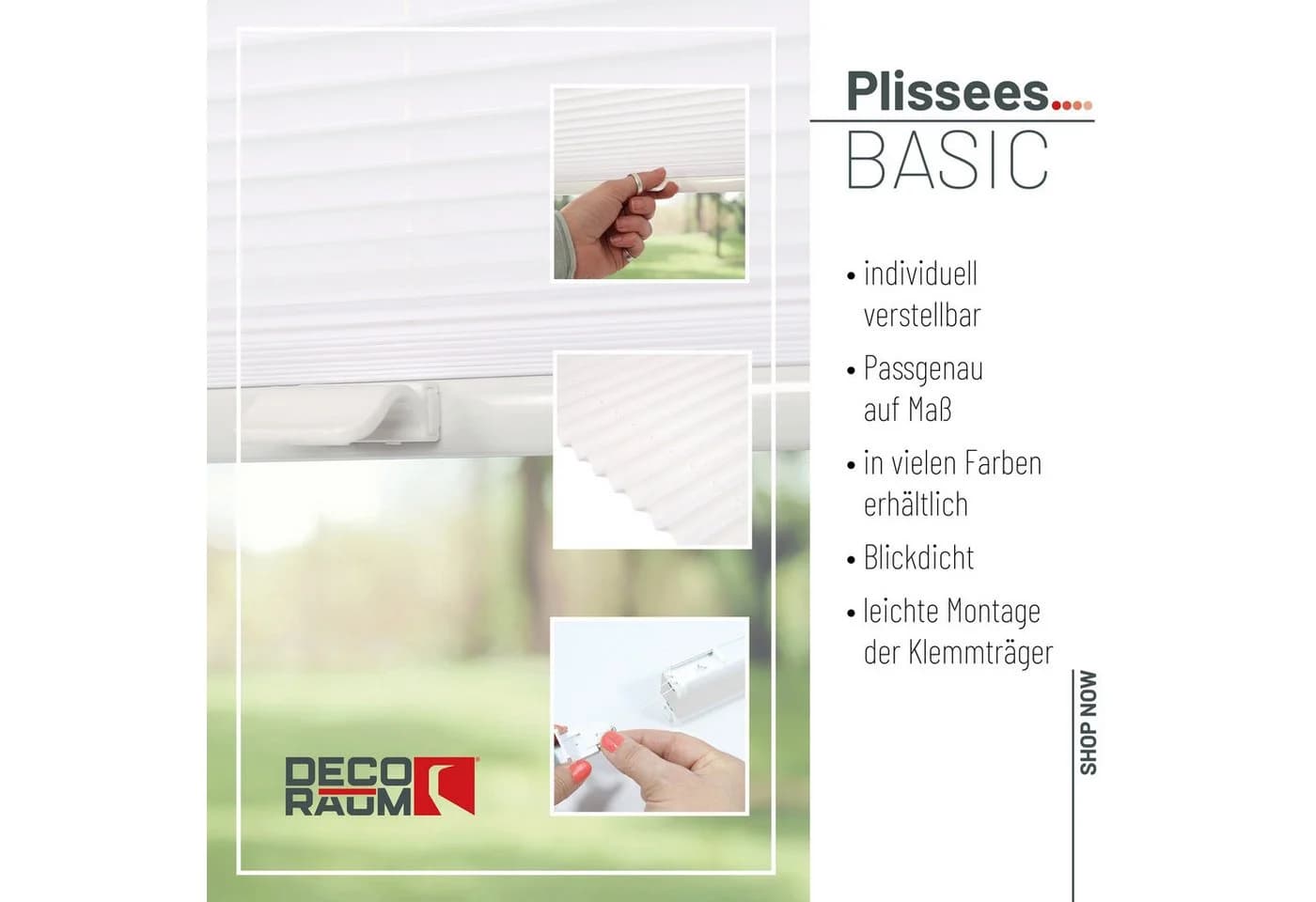 Deco-Raum Plissee Basic Weiß Klemmfix Blickdicht - Bild 4