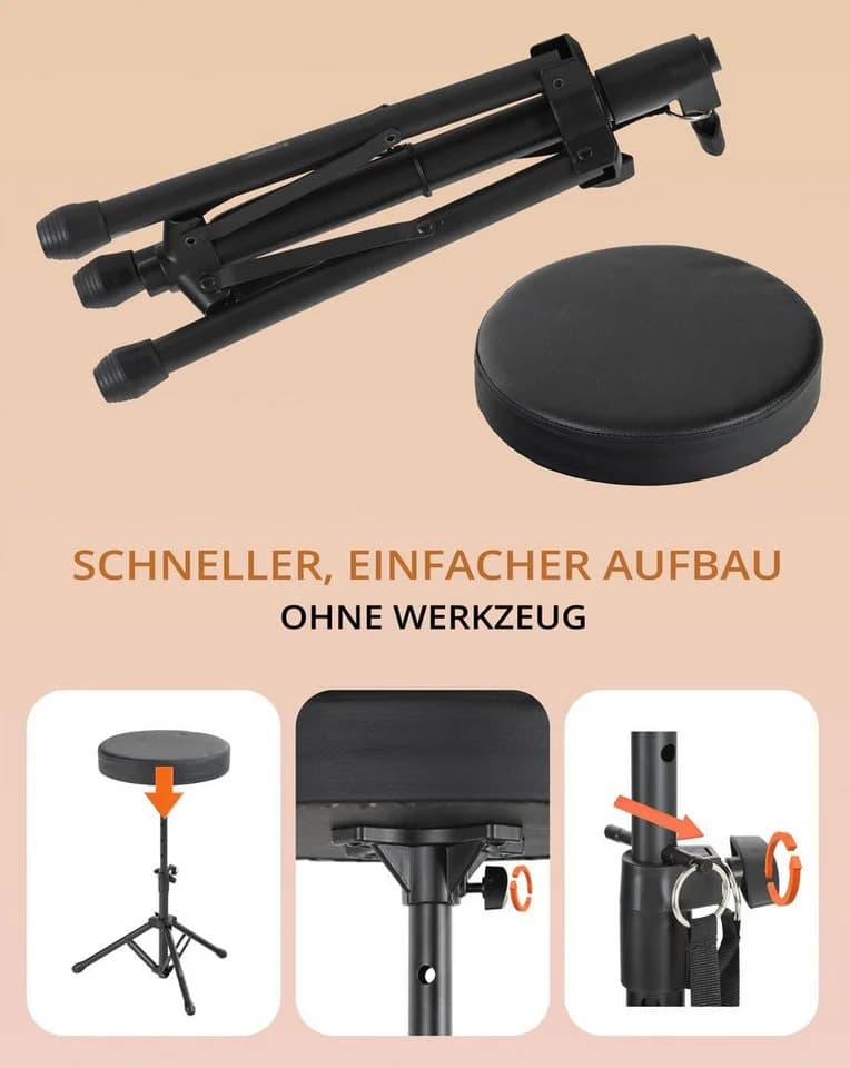 McGrey Sitzhocker KD-10 Hocker - Vielseitiger Musik- und Allzweckhocker, Höhenverstellbar - Bild 3