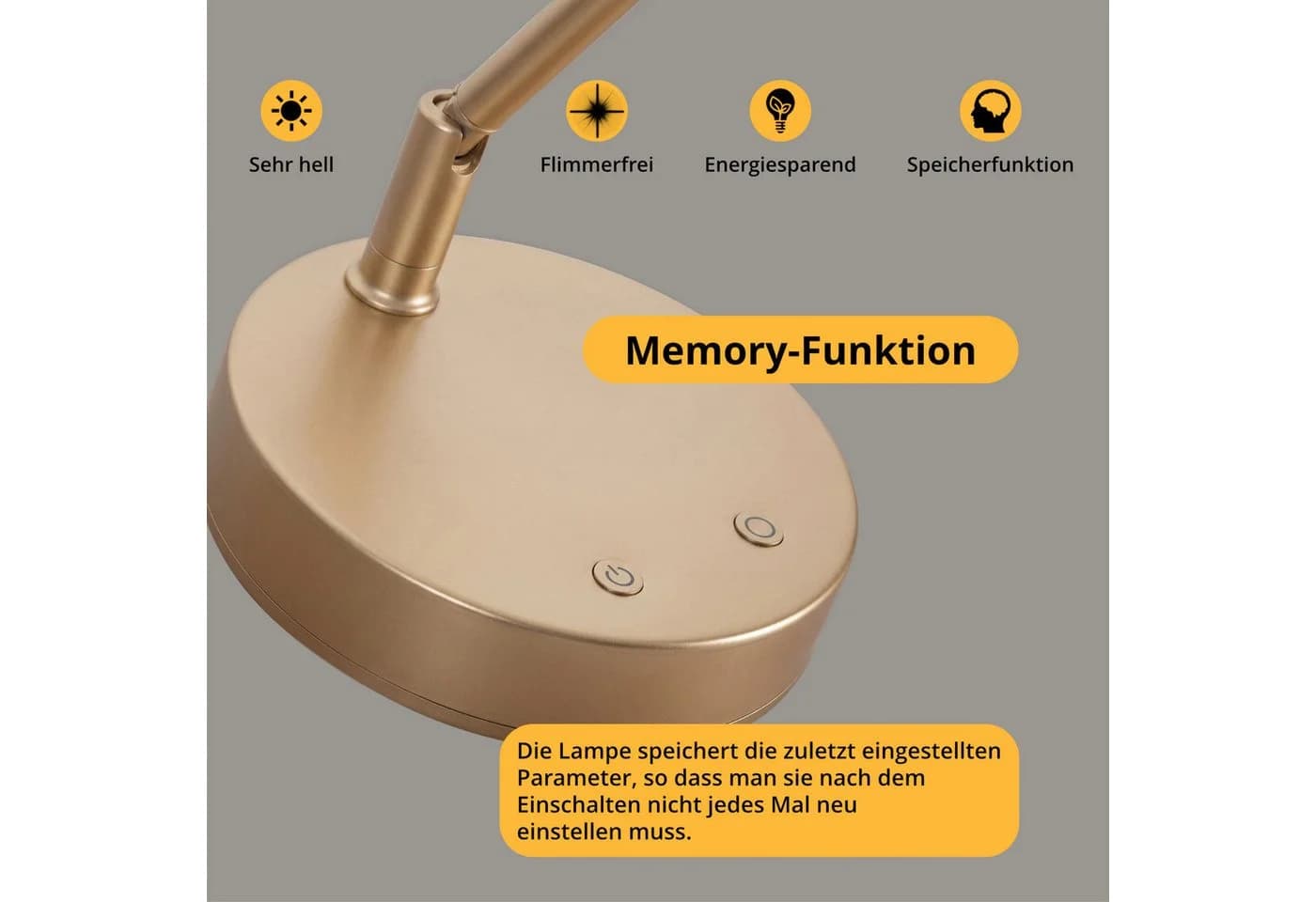 Classic Cantabile LED Pianoleuchte 12520 GD Gold Stufenlos Dimmbar - Bild 4