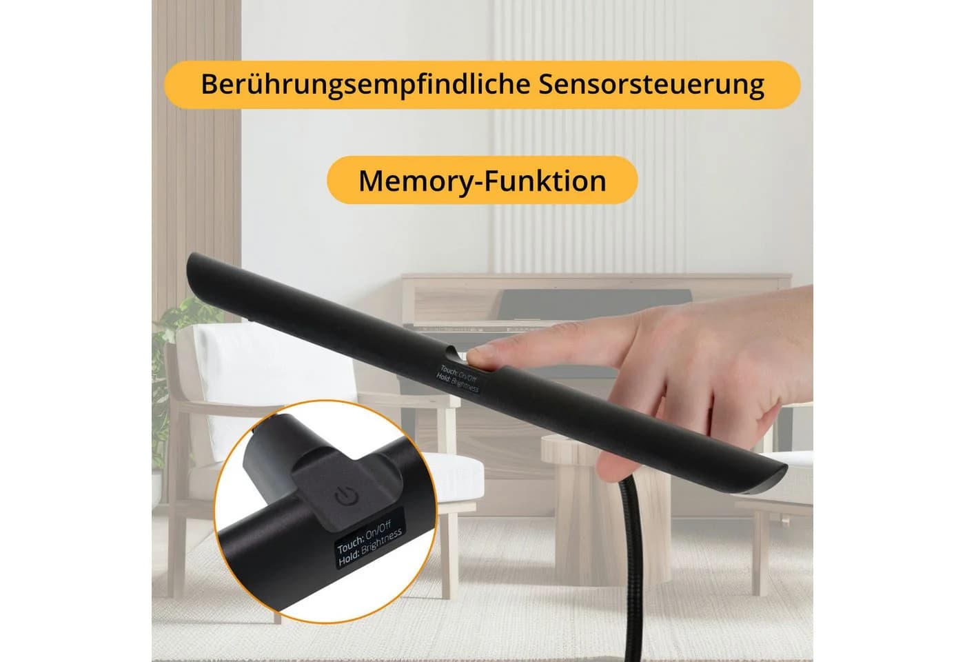 Classic Cantabile LED Tischleuchte 12120WW Pianoleuchte Easy Schwarz Dimmbar - Bild 3