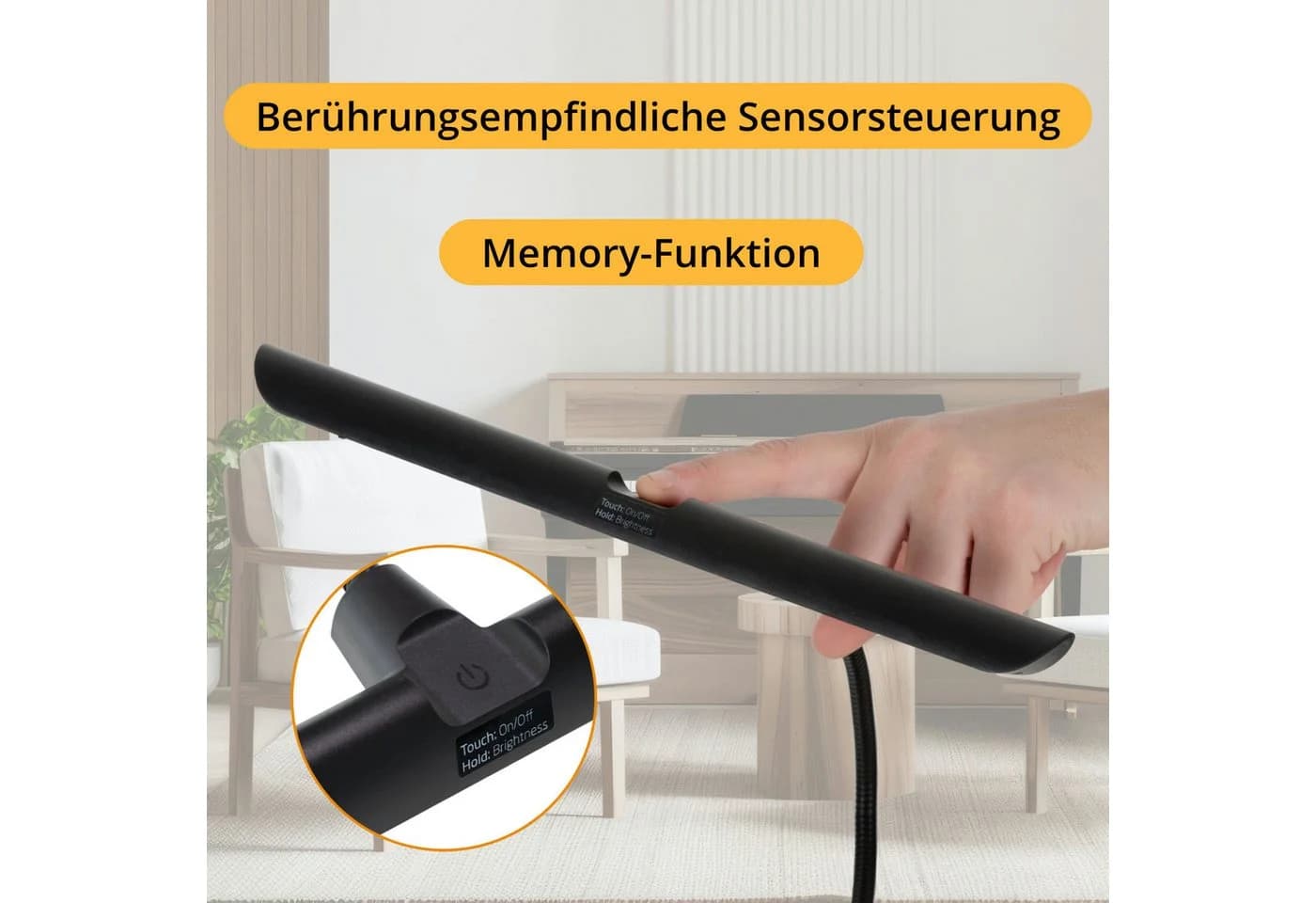 Classic Cantabile LED Klemmleuchte Notenpultleuchte Easy Schwarz Dimmbar - Bild 5