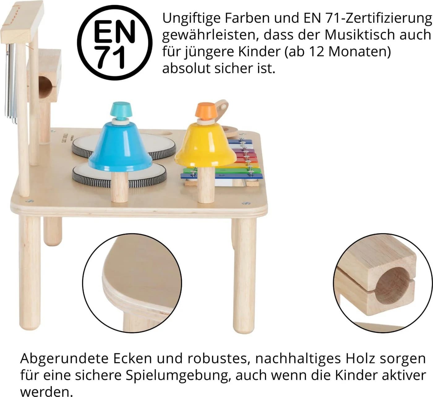 Classic Cantabile 12-in-1 Percussion Musiktisch Bunt Holz - Bild 5