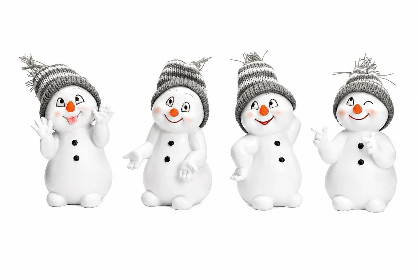 Wurm Schneemann Dekofiguren 4er Set Polyresin Grau Weiß - Bild 2