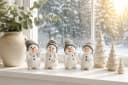 Wurm Schneemann Dekofiguren 4er Set Polyresin Grau Weiß Bild 4