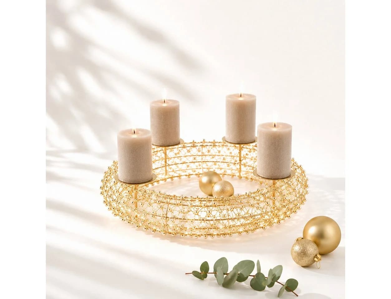 Wurm LED Adventskranz Gold 150 LEDs Timer Dimmer Fernbedienung