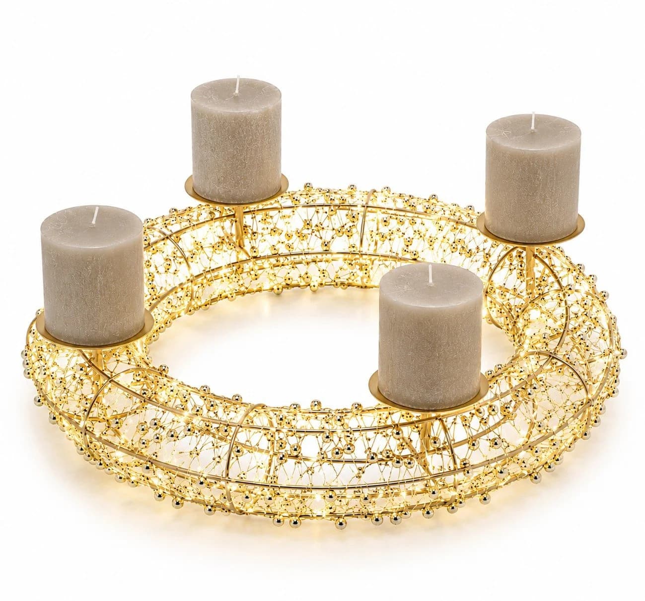 Wurm LED Adventskranz Gold 150 LEDs Timer Dimmer Fernbedienung - Bild 2