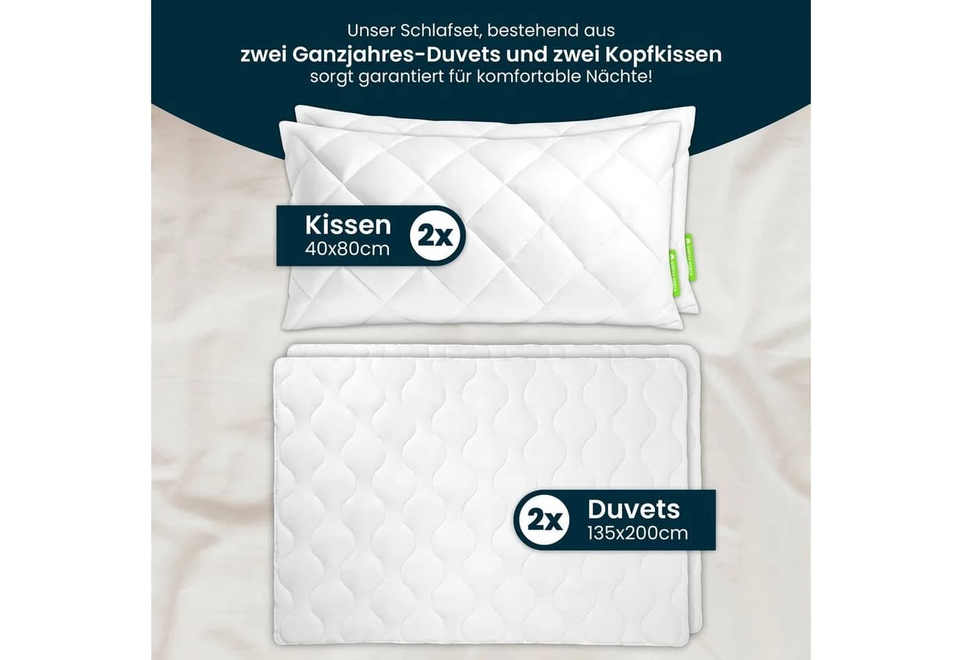 Gentle North Microfaserbettdecke & Kopfkissen-Set Ganzjahresdecke