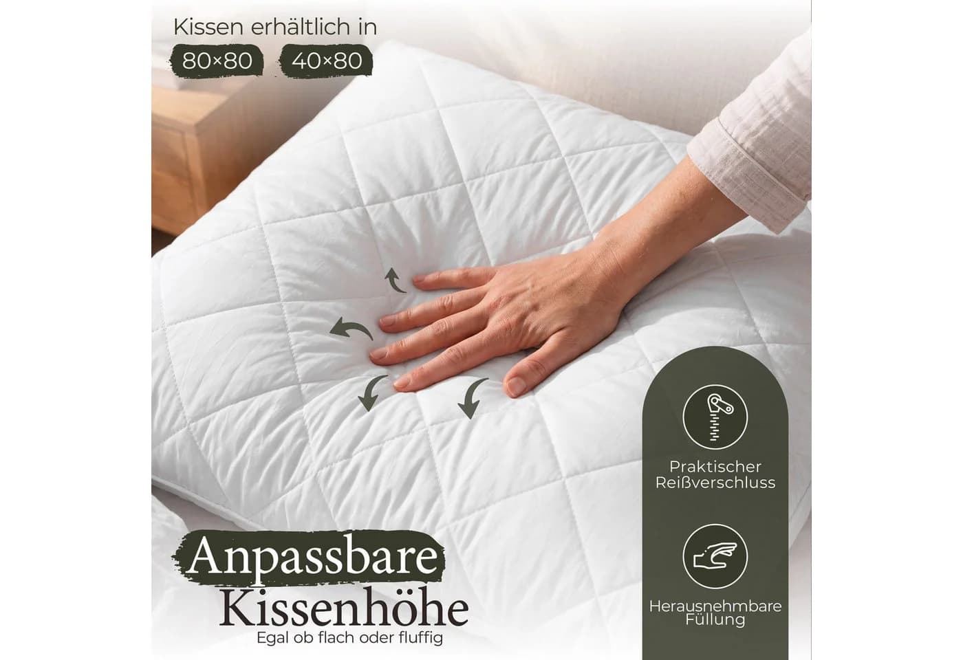 Gentle North Microfaserbettdecke + Kopfkissen 2-Set Weiß Ganzjahresdecke - Bild 3