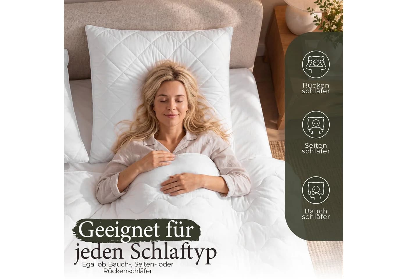 Gentle North Microfaserbettdecke + Kopfkissen 2-Set Weiß Ganzjahresdecke - Bild 4