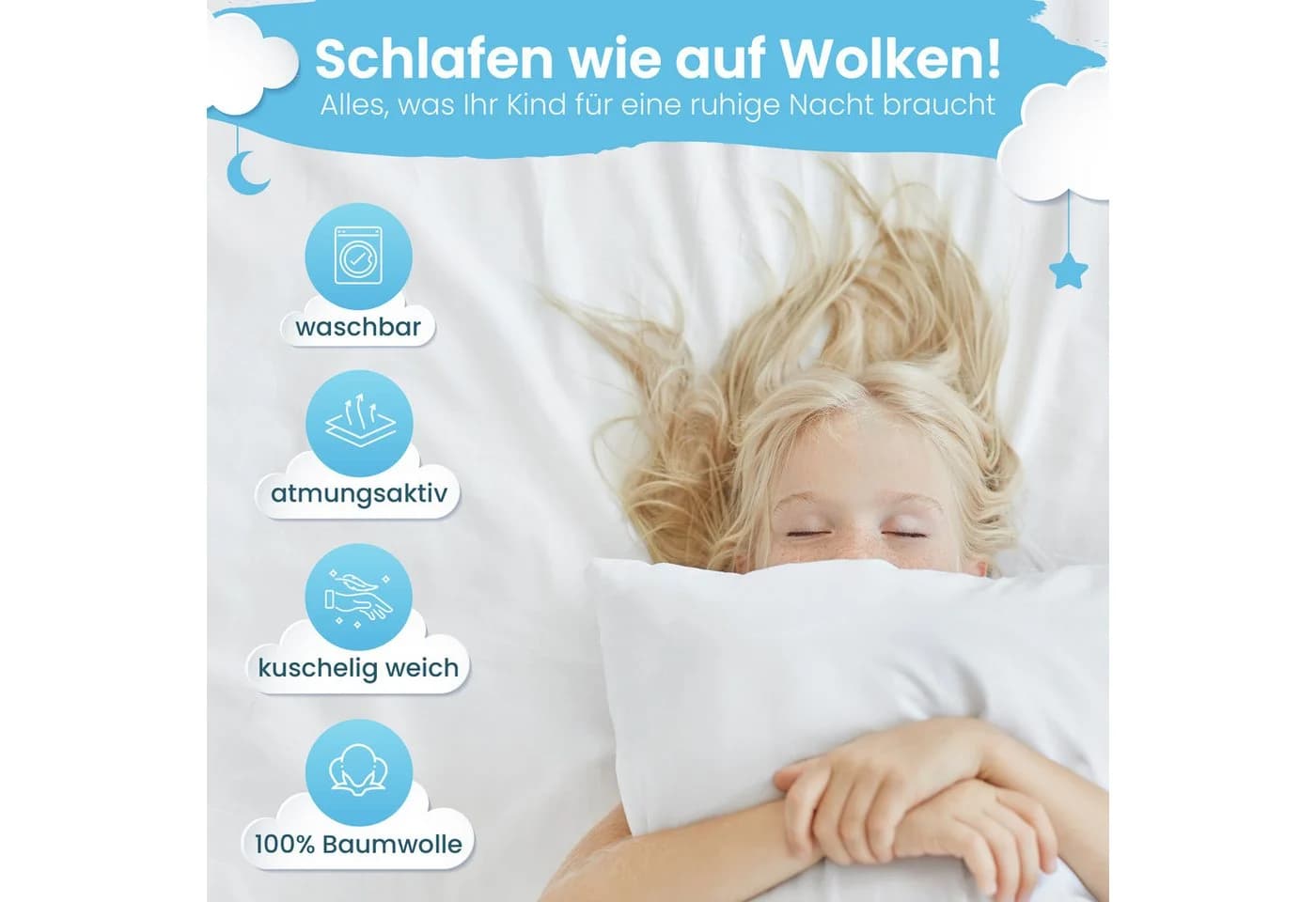 Gentle North Kinderkopfkissen 40x60 cm Baumwolle Polyester - Bild 3