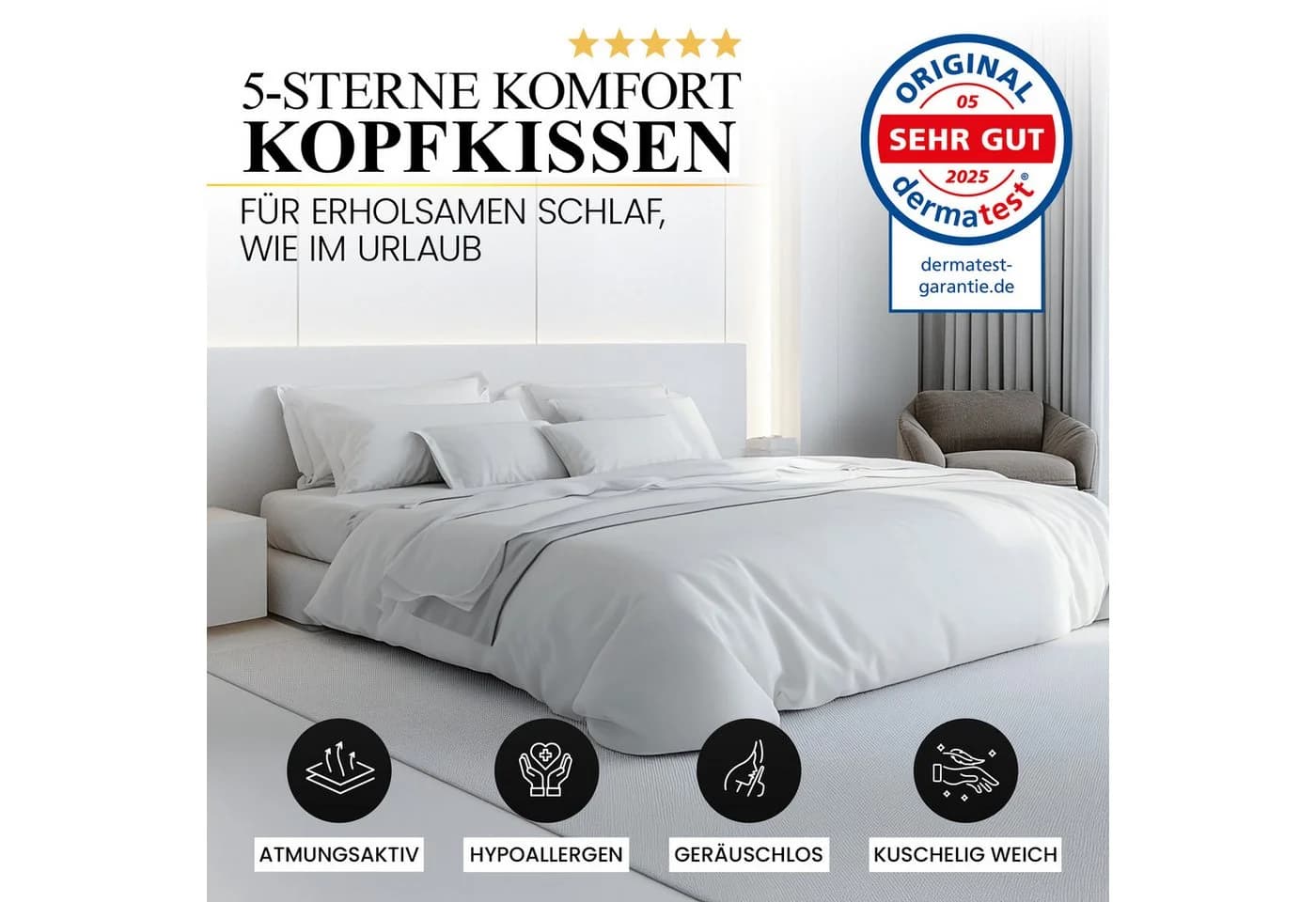 Gentle North Microfaserkissen 100% Polyester Allergikerfreundlich Waschbar