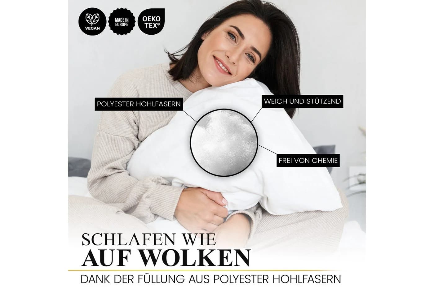 Gentle North Microfaserkissen 100% Polyester Allergikerfreundlich Waschbar - Bild 4