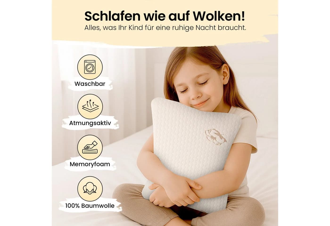 Gentle North Kinderkissen Viscoschaum Ergonomisch Allergikerfreundlich