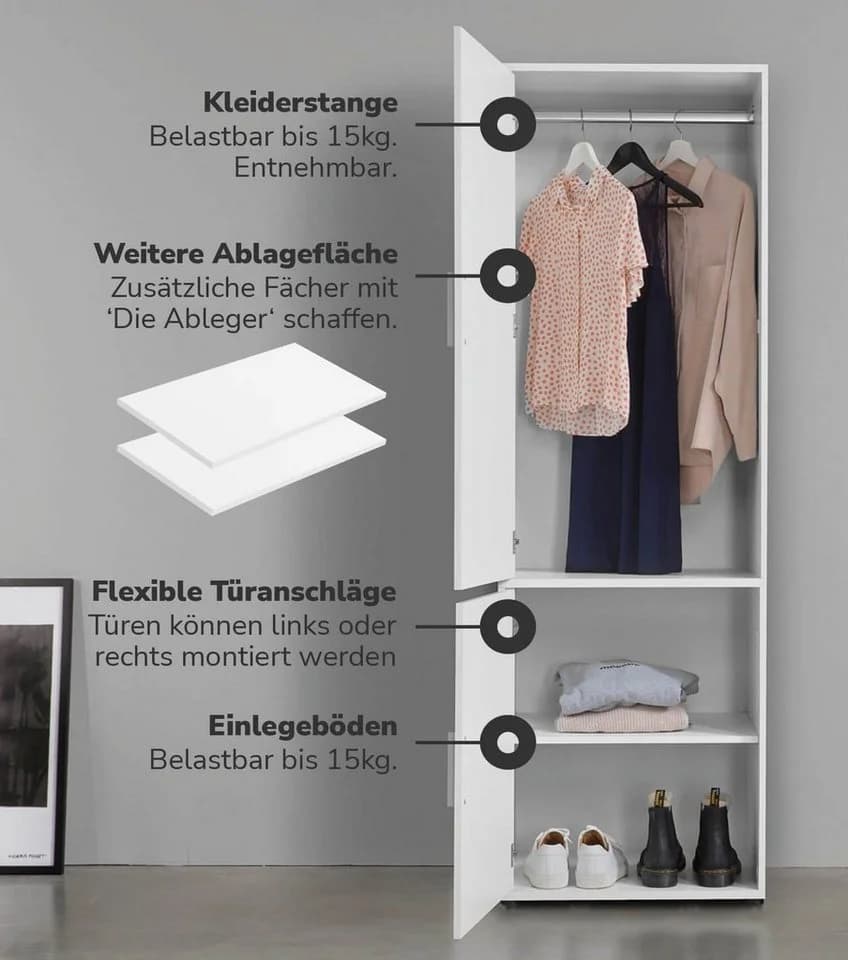mokebo Kleiderschrank 'Der Grenzenlose' Weiß Modular - Bild 3