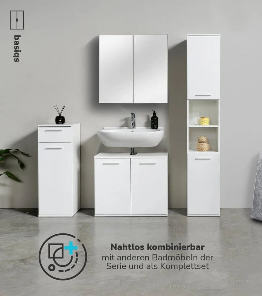 mokebo Waschbeckenunterschrank Weiß Holzwerkstoff Badmöbel - Bild 5