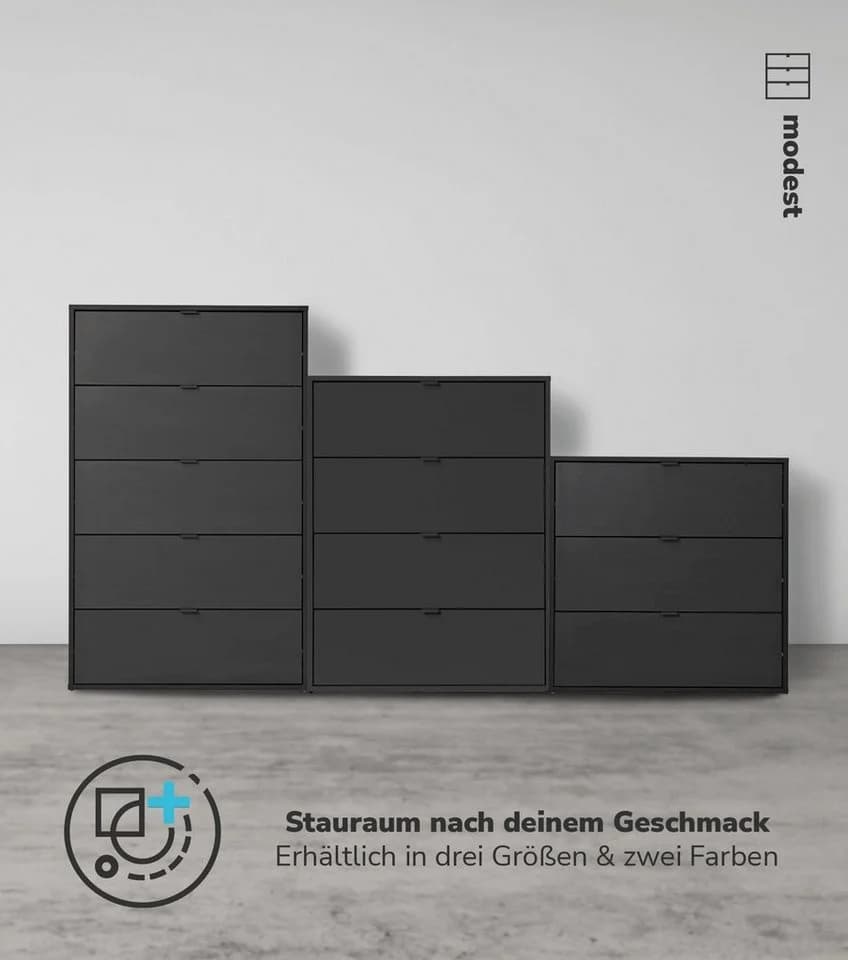 mokebo Sideboard Die Stilvolle Schwarz 4 Schubladen - Bild 3