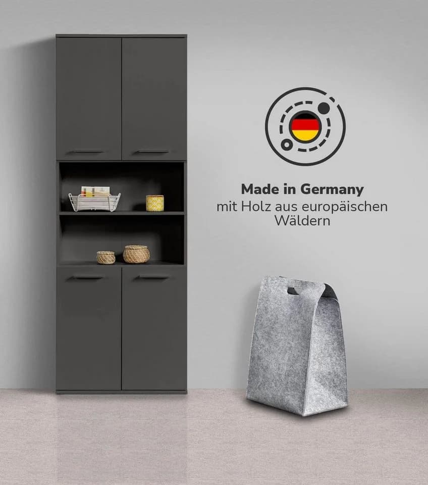 mokebo Hochschrank Der Kapitän Anthrazit Schwarz mit 5 Einlegeböden - Bild 3