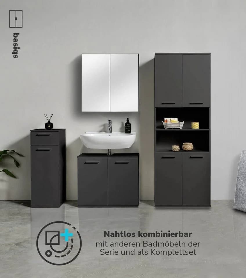 mokebo Hochschrank Der Kapitän Anthrazit Schwarz mit 5 Einlegeböden - Bild 5
