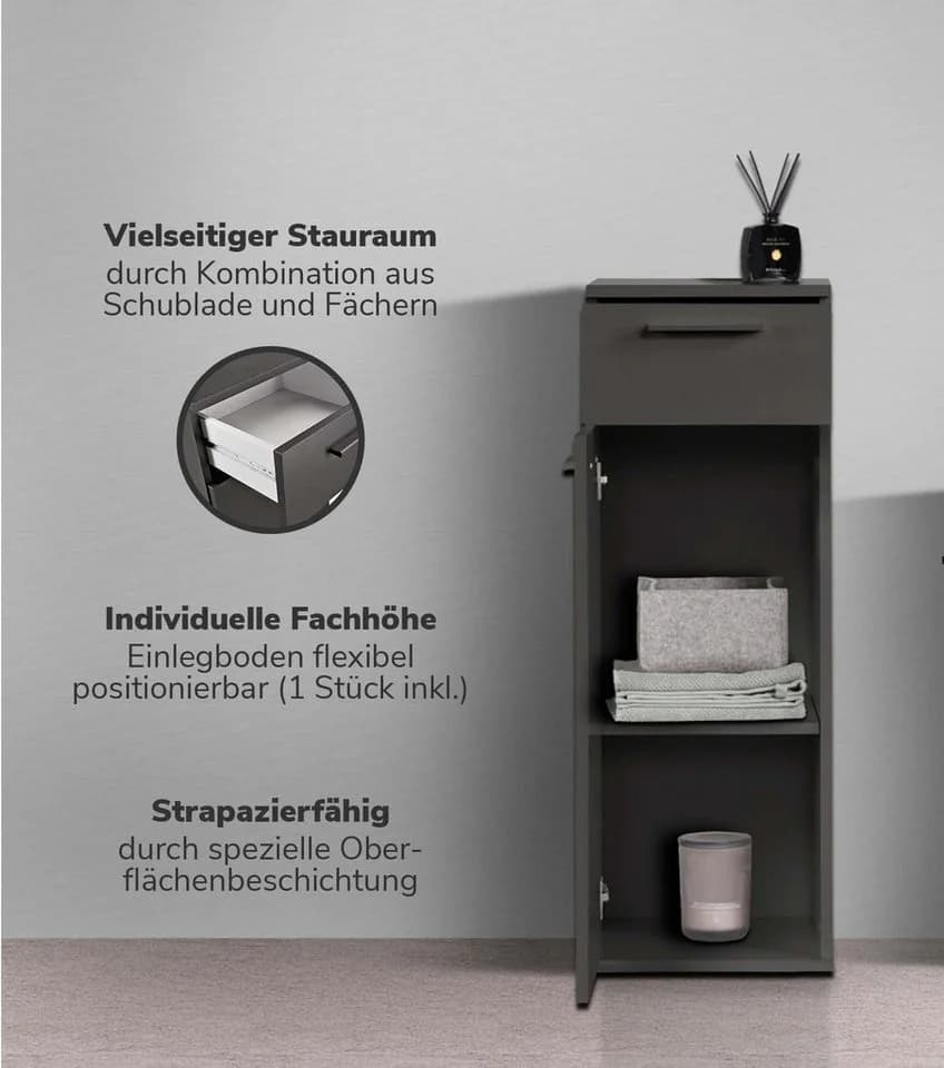 mokebo Midischrank Der Matrose Anthrazit Schwarz mit Schublade