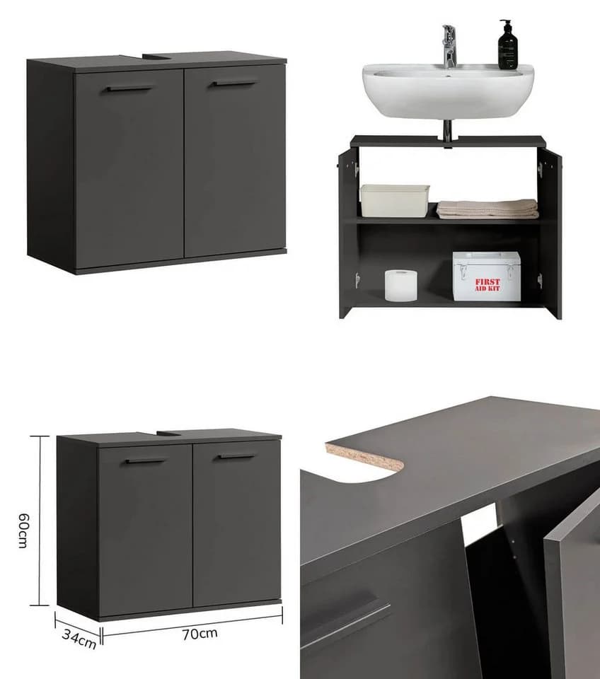 mokebo Badmöbel-Set Der Steuermann 3-teilig Schwarz - Bild 4