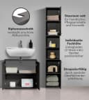 mokebo Badmöbel-Set Der Steuermann 2-teilig Schwarz Unterschrank Hochschrank Bild 1