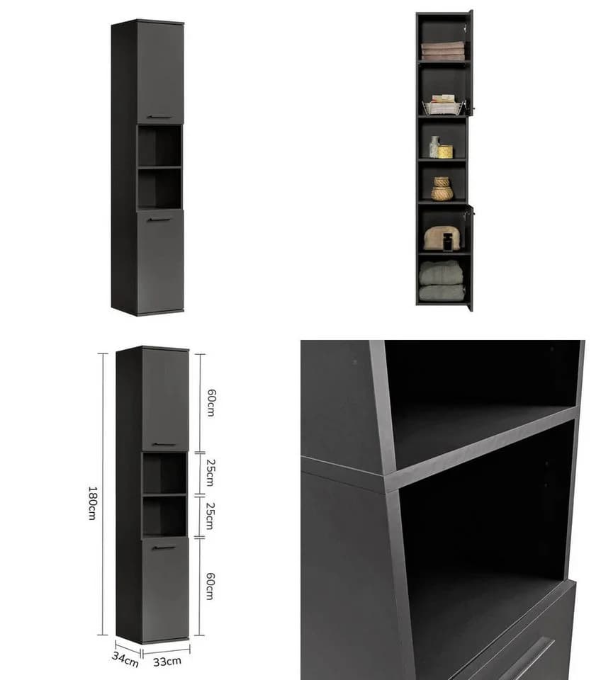 mokebo Badmöbel-Set Der Steuermann 2-teilig Schwarz Unterschrank Hochschrank - Bild 5