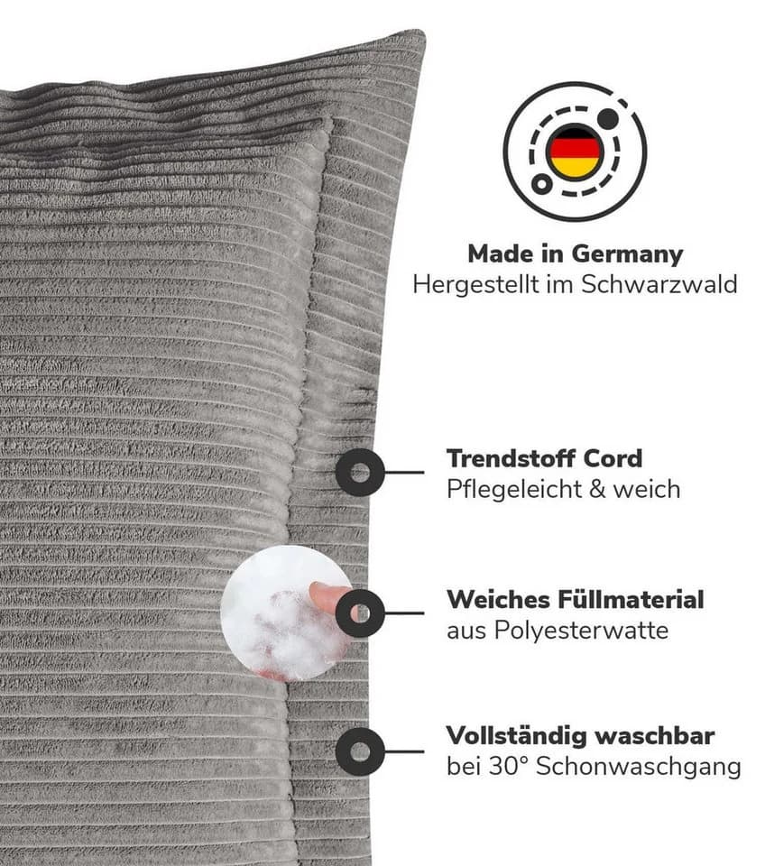 mokebo Sofakissen Das Wölkchen Cord Anthrazit - Bild 3