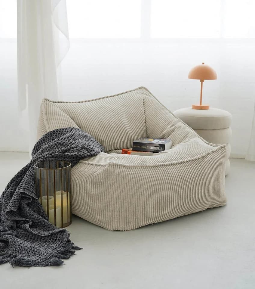 mokebo Sitzsack Der Lümmel Beige Cordstoff mit Armlehnen - Bild 2
