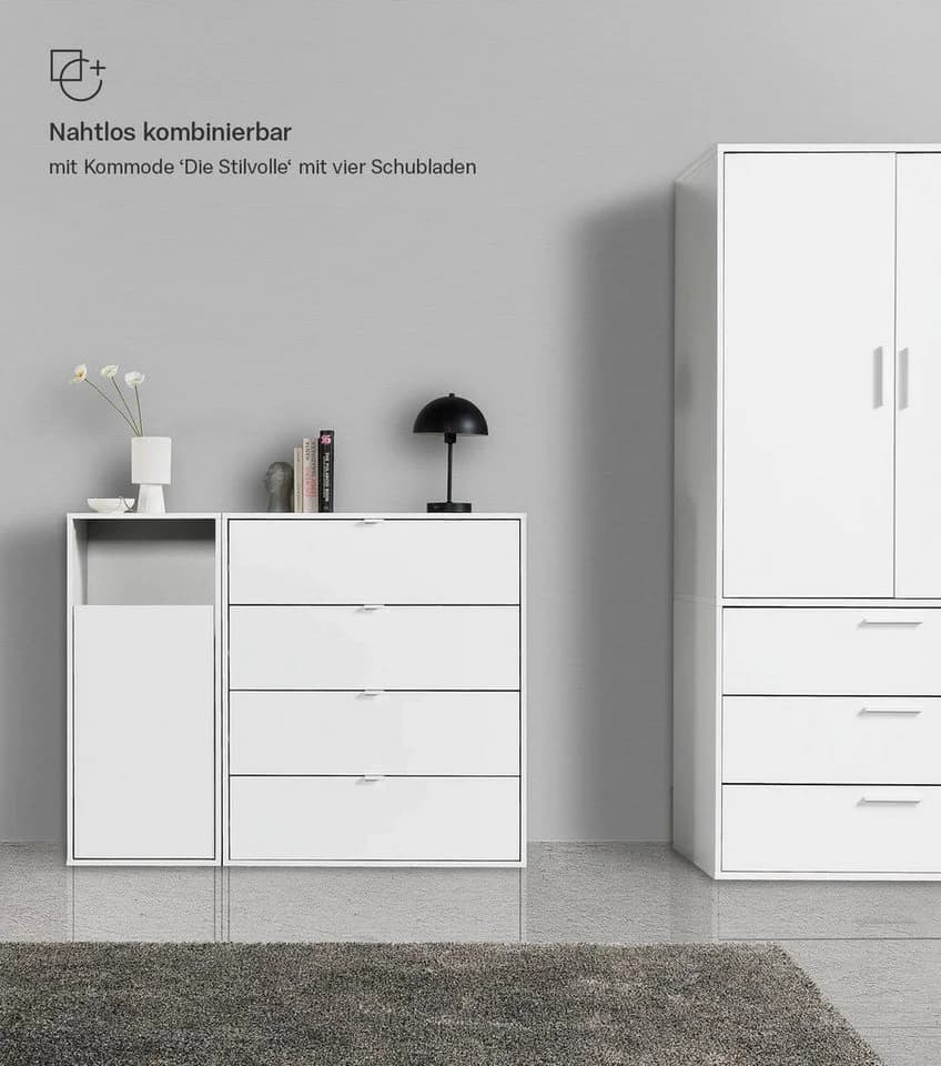 mokebo Wäscheschrank Der Wäschehüter 1-türig Weiß mit Magnetverschluss - Bild 4