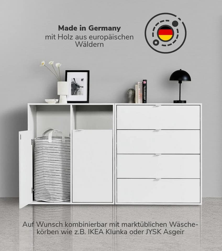 mokebo Wäscheschrank Der Wäschehüter 2-türig Weiß Magnetverschluss - Bild 3