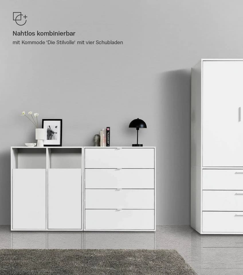 mokebo Wäscheschrank Der Wäschehüter 2-türig Weiß Magnetverschluss - Bild 4
