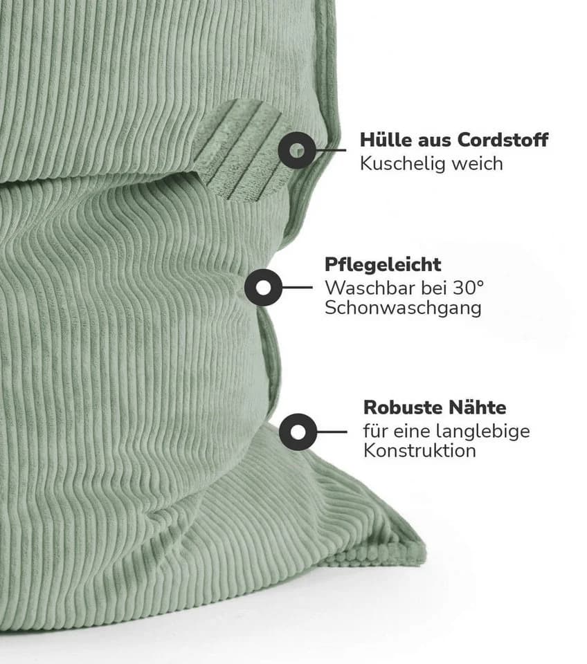 mokebo Sitzsack Cover Cord Grau Bean Bag Hülle - Bild 3