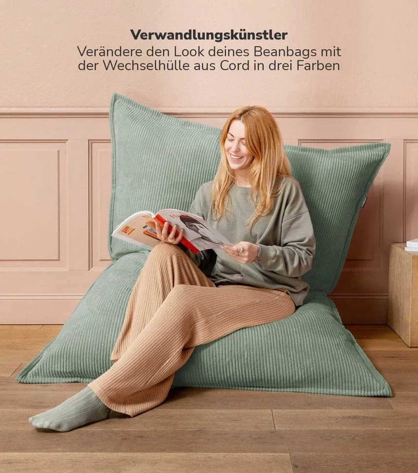mokebo Sitzsack Cover Cord Grau Bean Bag Hülle - Bild 4